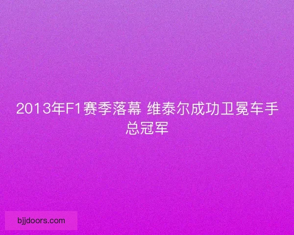 2013年F1赛季落幕 维泰尔成功卫冕车手总冠军