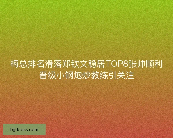 梅总排名滑落郑钦文稳居TOP8张帅顺利晋级小钢炮炒教练引关注